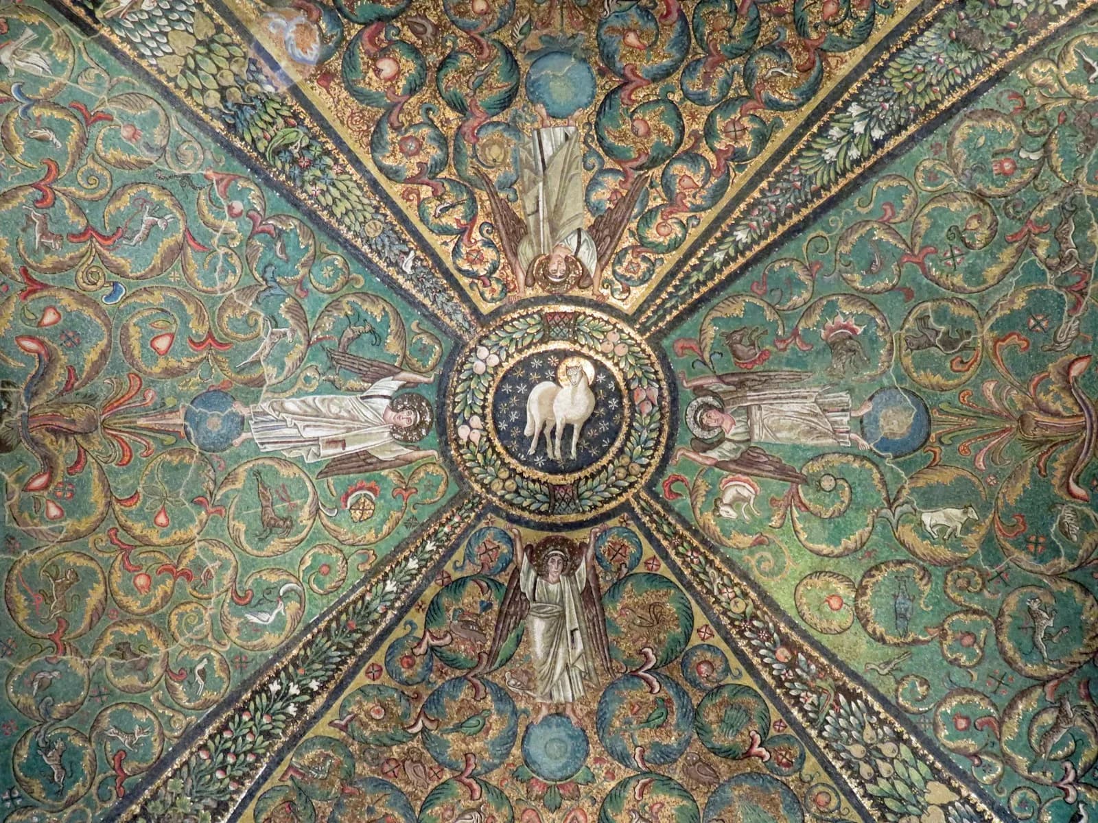 Glittering interior mosaics inside the Basilica of San Vitale in Ravenna